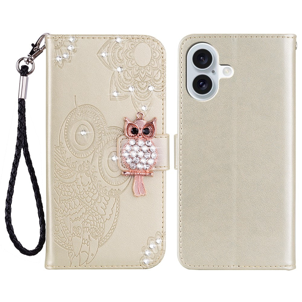 iPhone 17 Handyhülle mit Eulenmuster & Strass-Steinen