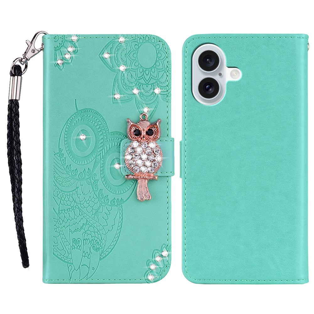 iPhone 17 Handyhülle mit Eulenmuster & Strass-Steinen