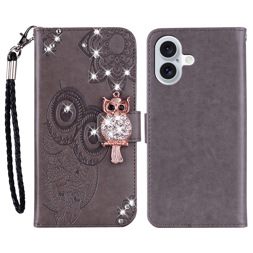 iPhone 17 Handyhülle mit Eulenmuster & Strass-Steinen