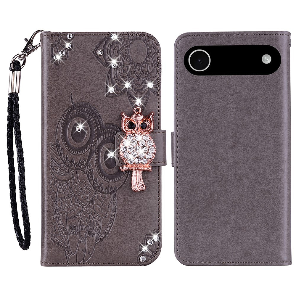 iPhone Air Handyhülle mit Eulenmuster & Strass-Steinen