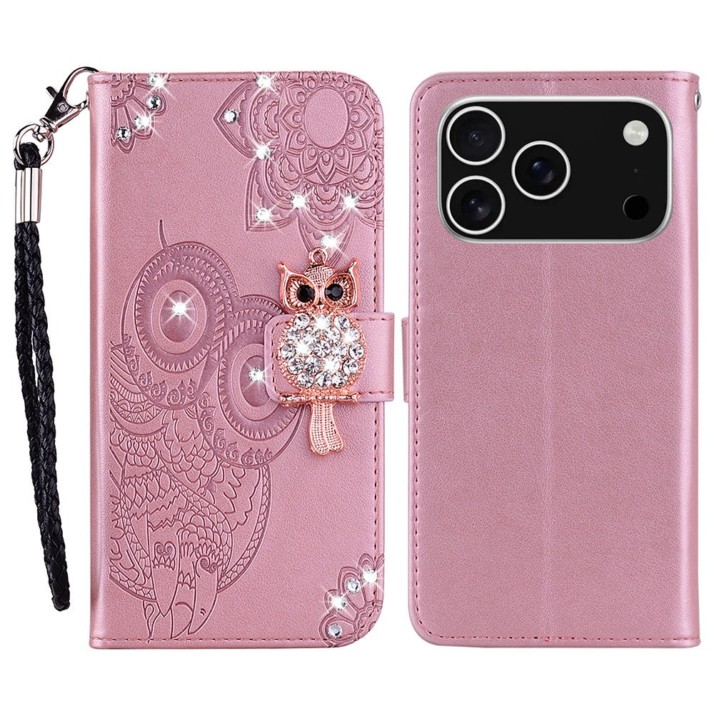 iPhone 17 Pro Handyhülle mit Eulenmuster & Strass-Steinen