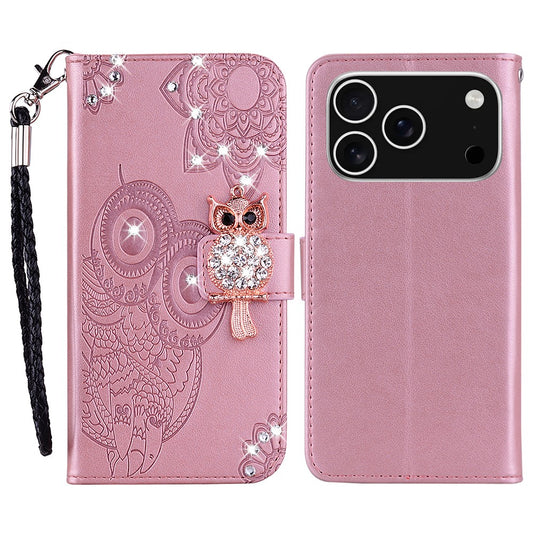 iPhone 17 Pro Handyhülle mit Eulenmuster & Strass-Steinen