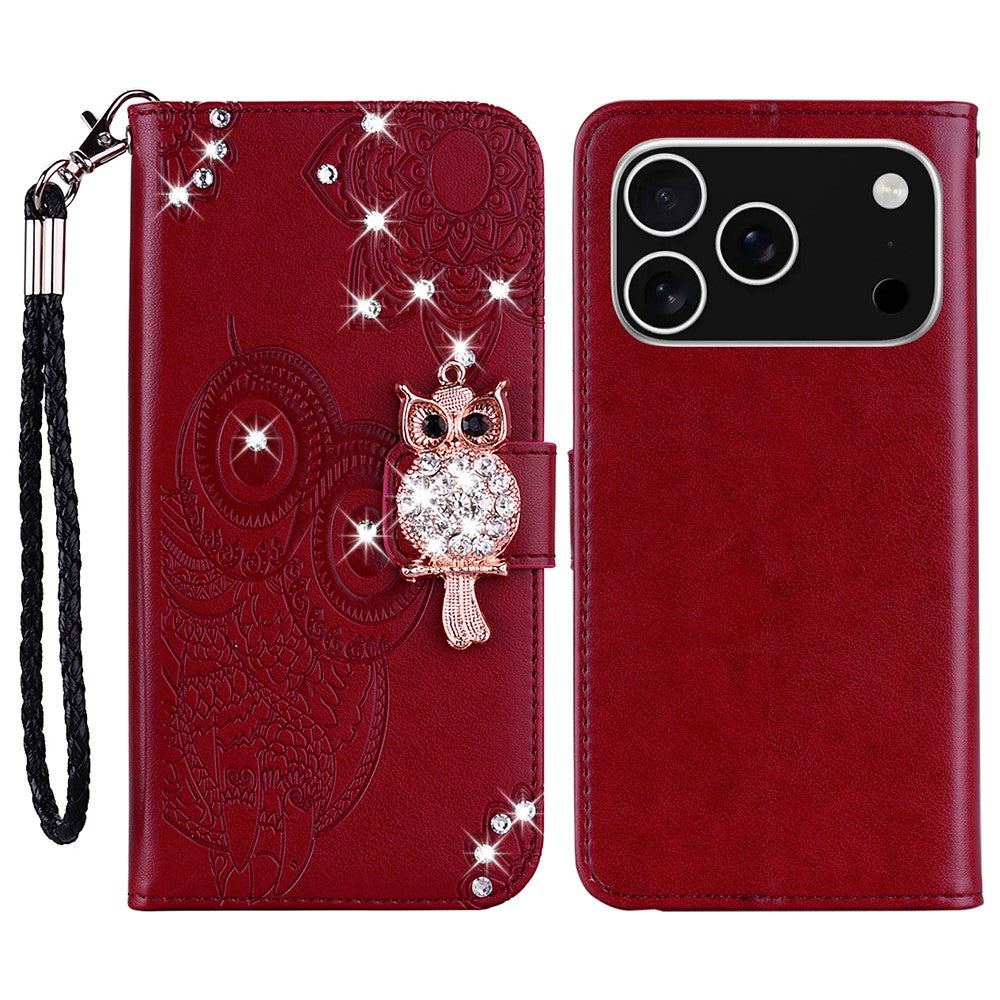 iPhone 17 Pro Handyhülle mit Eulenmuster & Strass-Steinen
