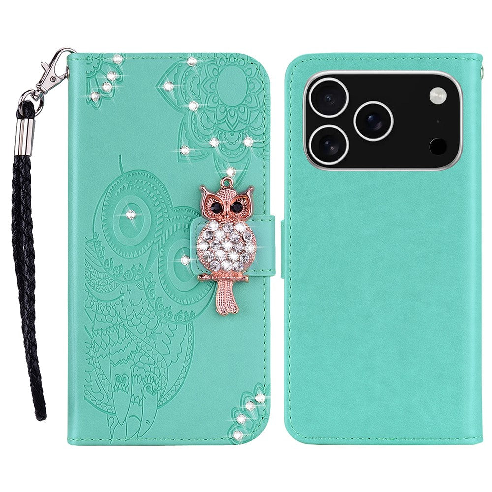 iPhone 17 Pro Handyhülle mit Eulenmuster & Strass-Steinen