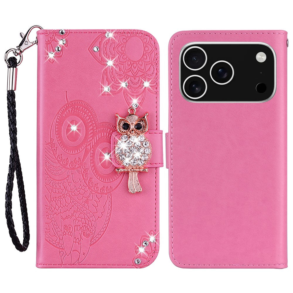 iPhone 17 Pro Max Handyhülle mit Eulenmuster & Strass-Steinen