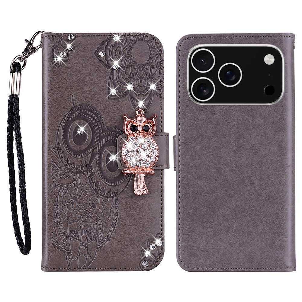 iPhone 17 Pro Max Handyhülle mit Eulenmuster & Strass-Steinen
