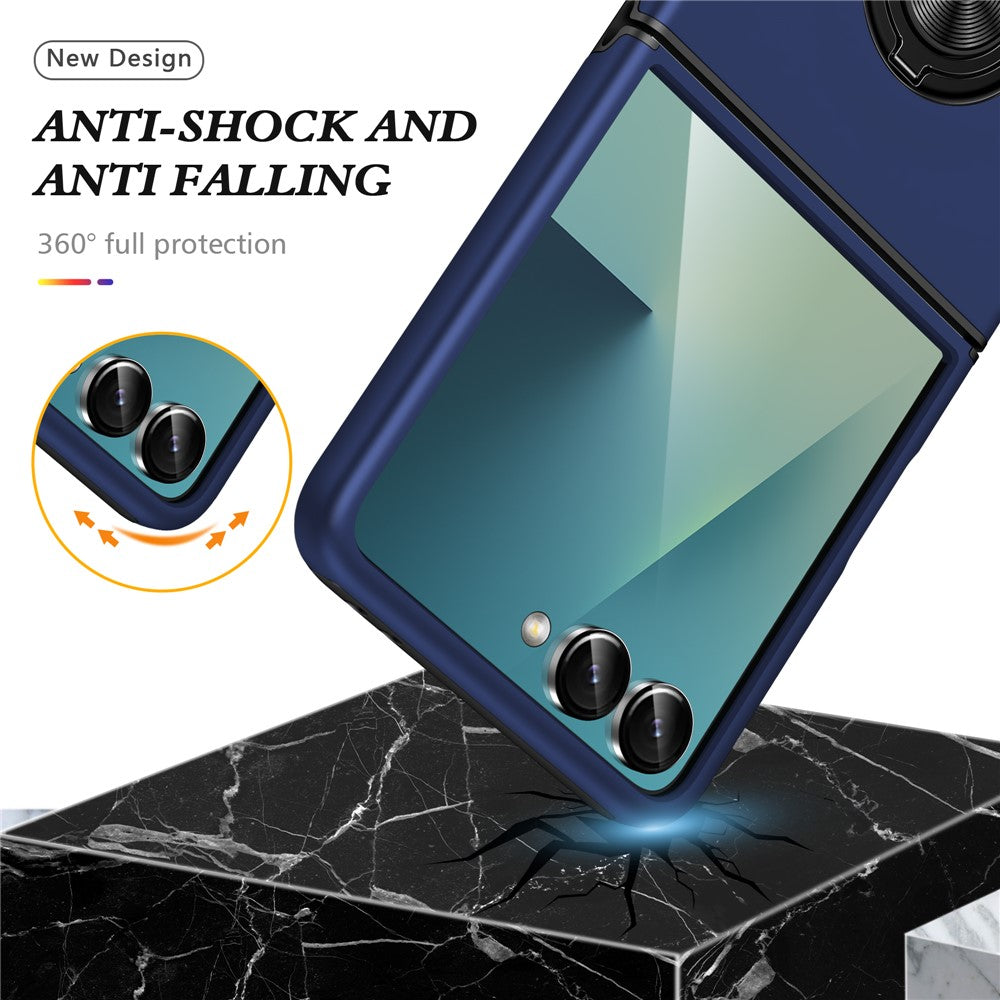 For Samsung Galaxy Z Flip7 5G Case PC + TPU Phone Cover with Rotatable Ring Holder