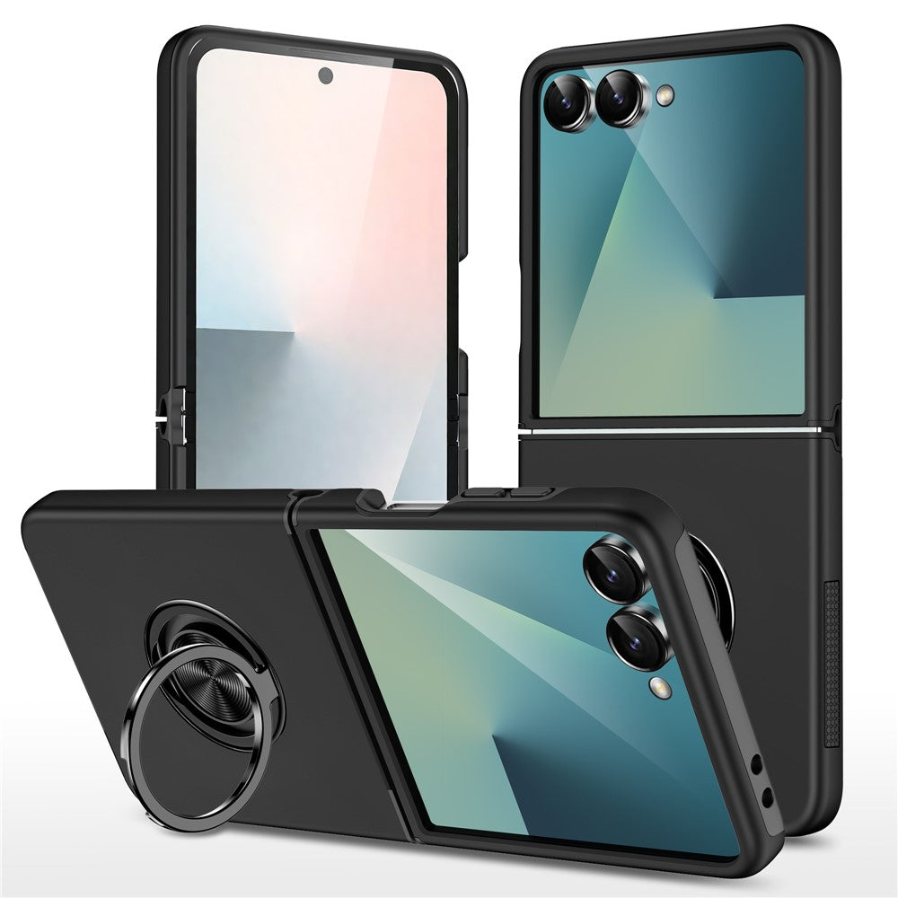 For Samsung Galaxy Z Flip7 5G Case PC + TPU Phone Cover with Rotatable Ring Holder