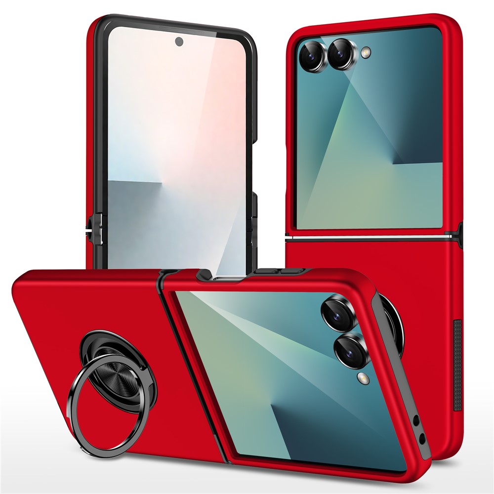 For Samsung Galaxy Z Flip7 5G Case PC + TPU Phone Cover with Rotatable Ring Holder