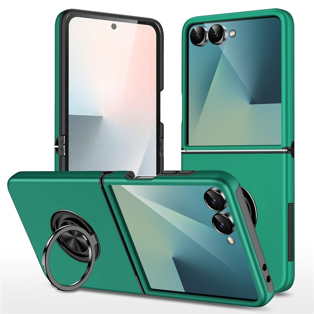 For Samsung Galaxy Z Flip7 5G Case PC + TPU Phone Cover with Rotatable Ring Holder