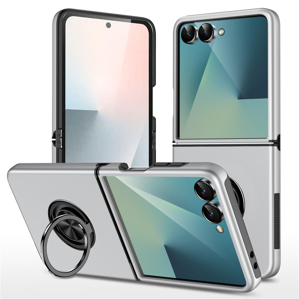 For Samsung Galaxy Z Flip7 5G Case PC + TPU Phone Cover with Rotatable Ring Holder