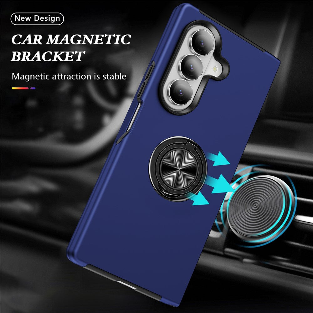For Samsung Galaxy Z Fold7 5G Case PC + TPU Phone Cover with Rotatable Ring Holder