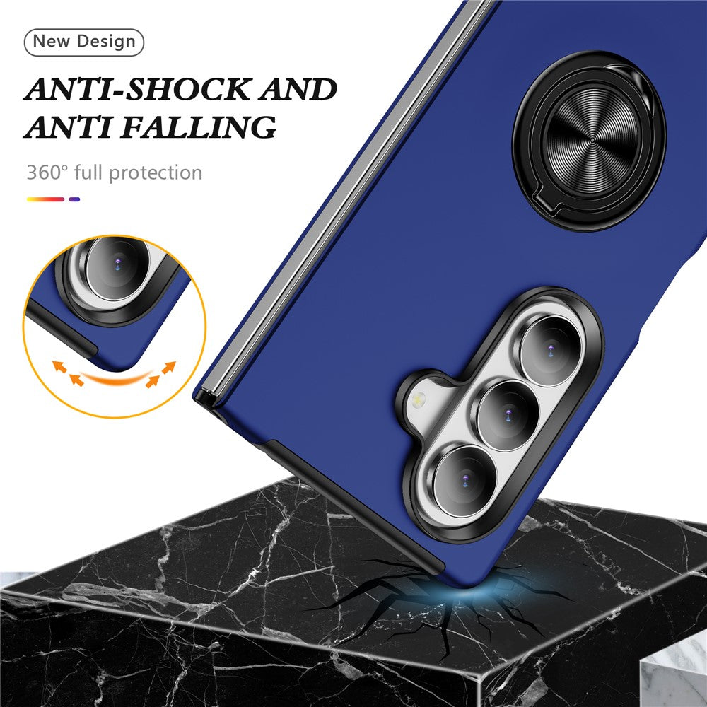 For Samsung Galaxy Z Fold7 5G Case PC + TPU Phone Cover with Rotatable Ring Holder