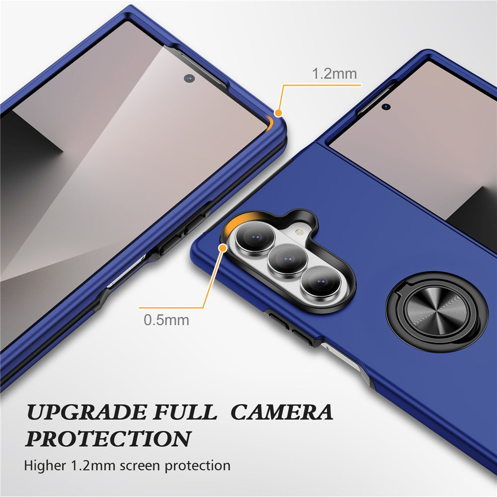 For Samsung Galaxy Z Fold7 5G Case PC + TPU Phone Cover with Rotatable Ring Holder