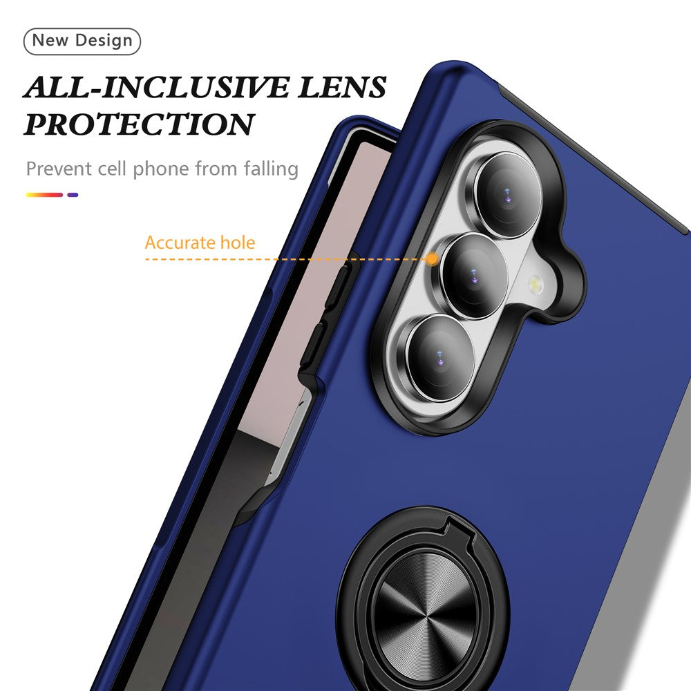 For Samsung Galaxy Z Fold7 5G Case PC + TPU Phone Cover with Rotatable Ring Holder