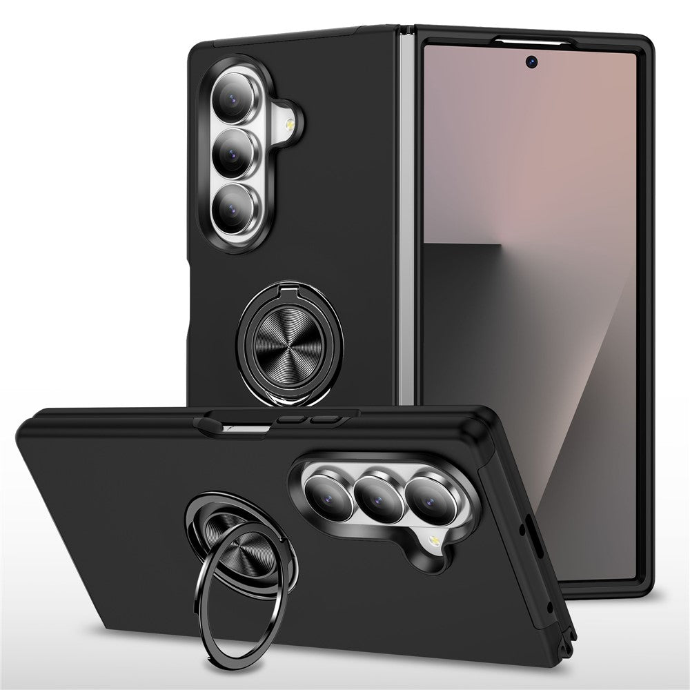 For Samsung Galaxy Z Fold7 5G Case PC + TPU Phone Cover with Rotatable Ring Holder