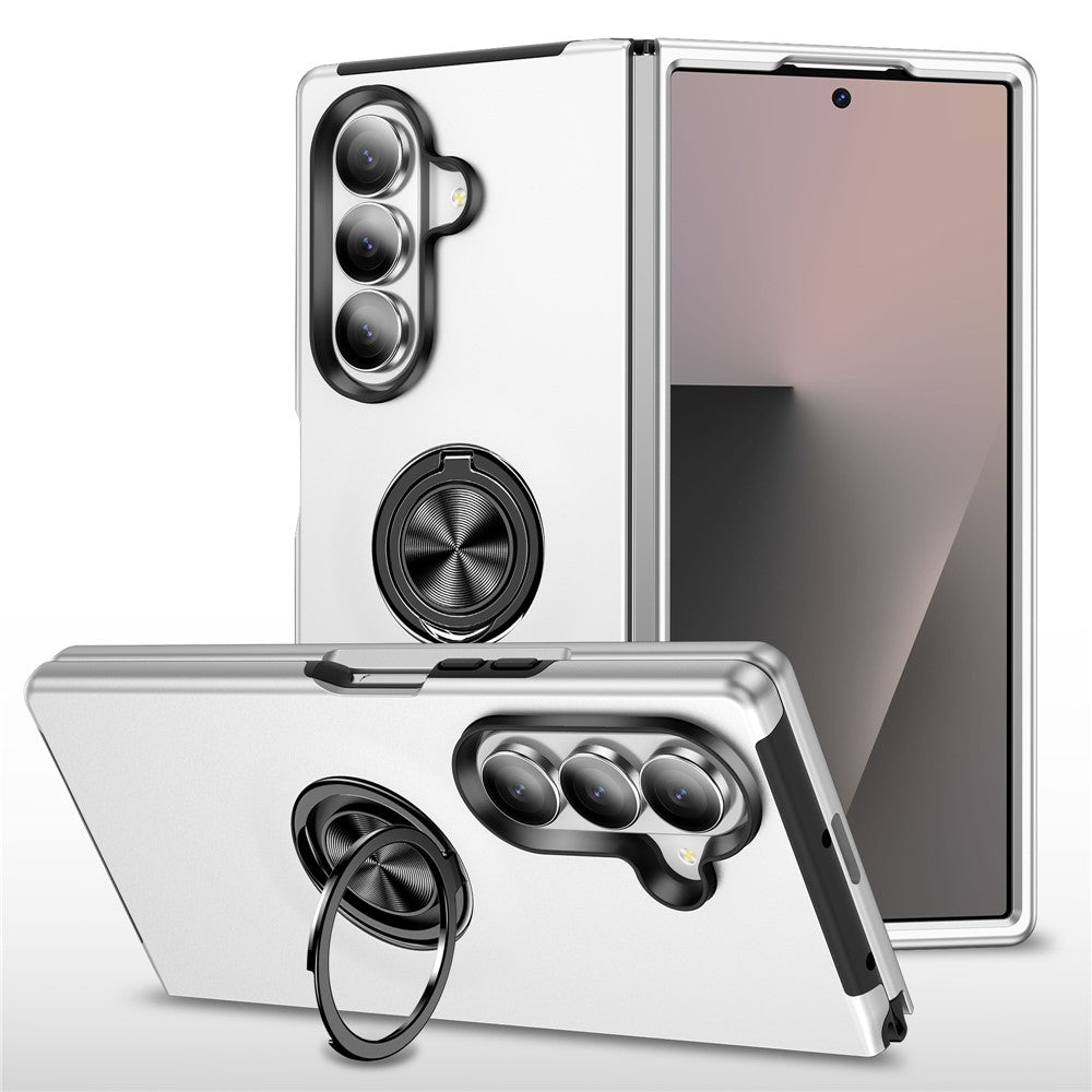 For Samsung Galaxy Z Fold7 5G Case PC + TPU Phone Cover with Rotatable Ring Holder