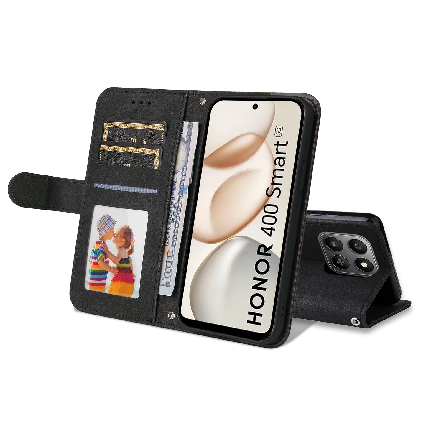 For Honor 400 Smart 5G / 4G / X7d 4G Leather Wallet Cases Skin Touch Phone Cover Stand with Strap