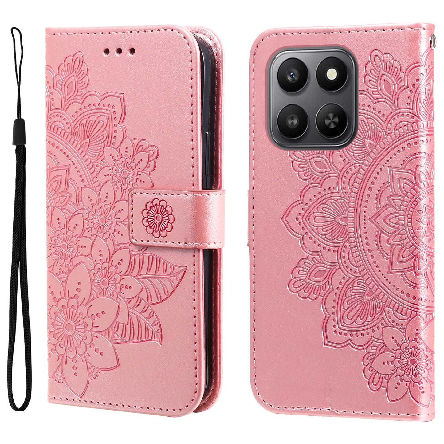For Honor 400 Smart 5G / 4G / X7d 4G Case Floral Pattern PU Leather Wallet Stand Phone Cover