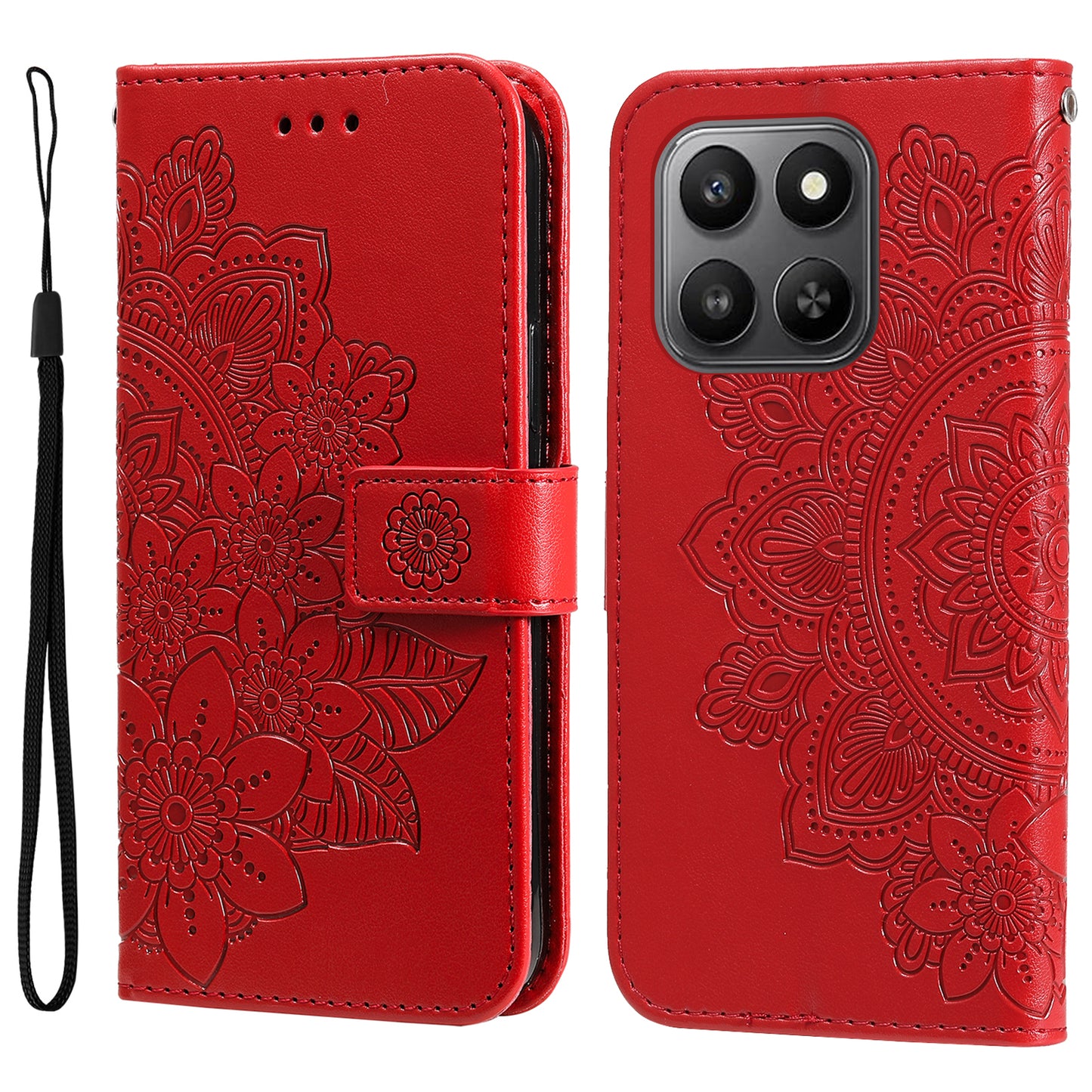 For Honor 400 Smart 5G / 4G / X7d 4G Case Floral Pattern PU Leather Wallet Stand Phone Cover