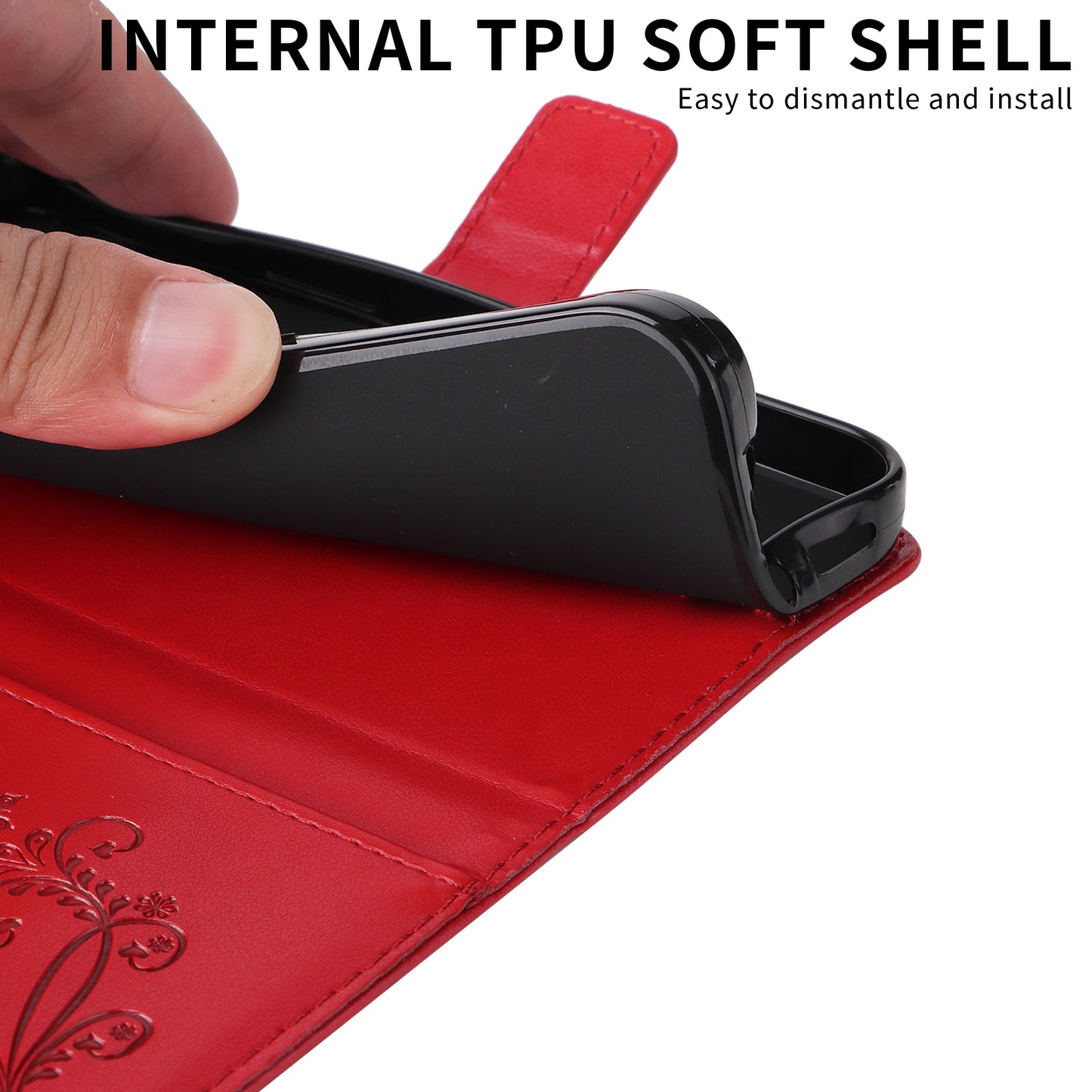 iPhone 15 Pro Wallet-Hülle – Schmetterling Aufgedruckt & Mit Ständer und Riemen