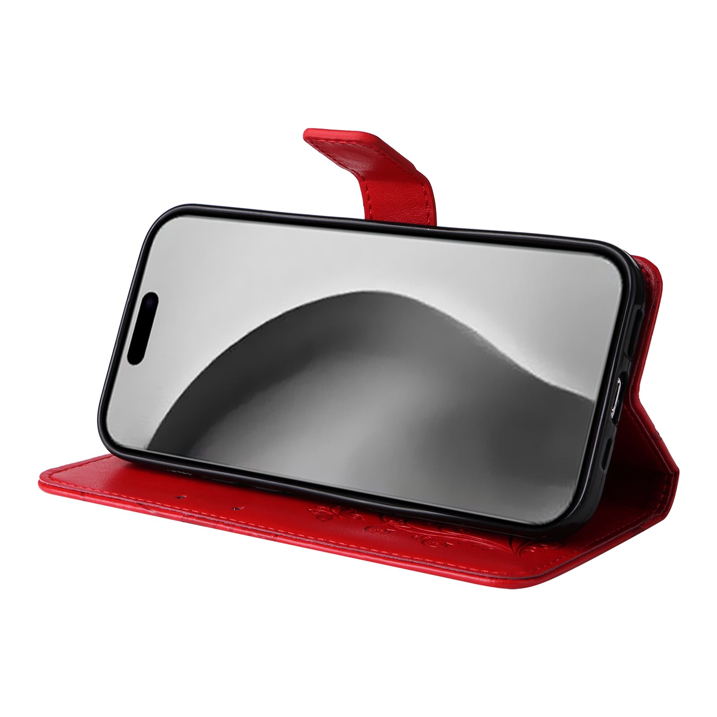 iPhone 16 Pro Max Wallet-Hülle – Schmetterling Aufgedruckt & Mit Ständer und Riemen