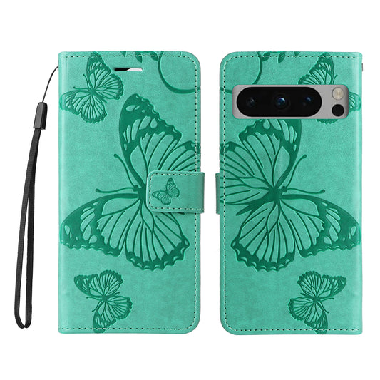 Pixel 8 Pro Wallet-Hülle – Schmetterling Aufgedruckt & Mit Ständer und Riemen