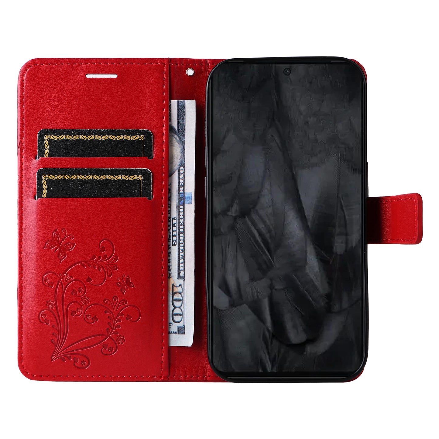 Pixel 8 Pro Wallet-Hülle – Schmetterling Aufgedruckt & Mit Ständer und Riemen