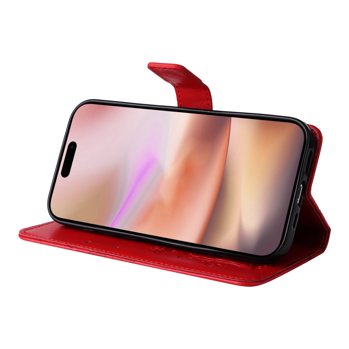 iPhone 16 Plus Wallet-Hülle – Schmetterling Aufgedruckt & Mit Ständer und Riemen