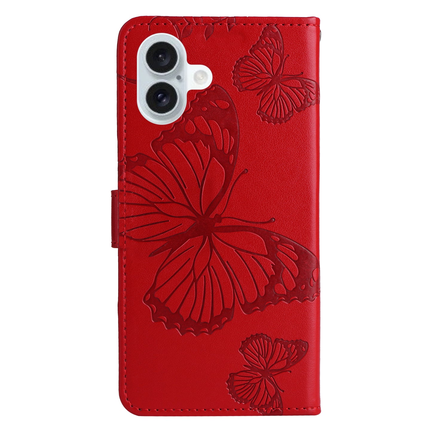 iPhone 16 Plus Wallet-Hülle – Schmetterling Aufgedruckt & Mit Ständer und Riemen