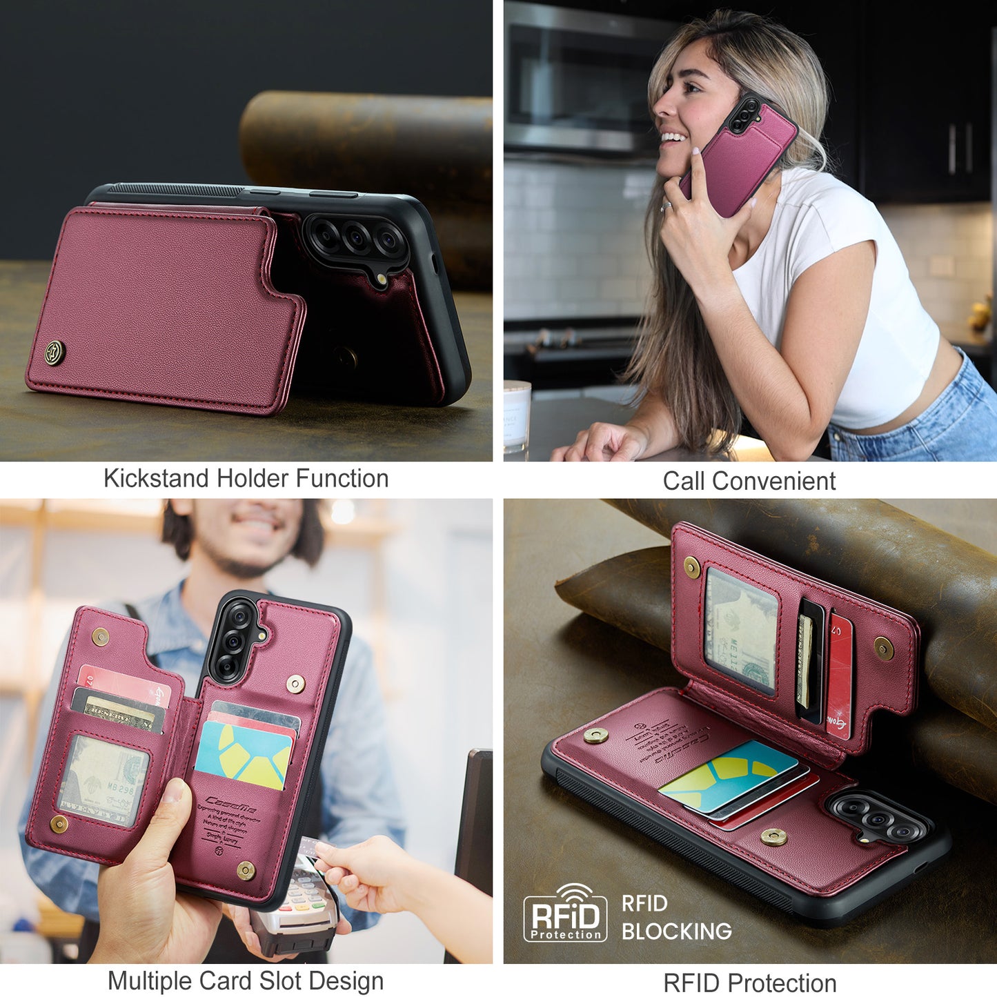 Galaxy A17 5G/4G Faltbare Wallet-Hülle – RFID & 5 Kartenfächer