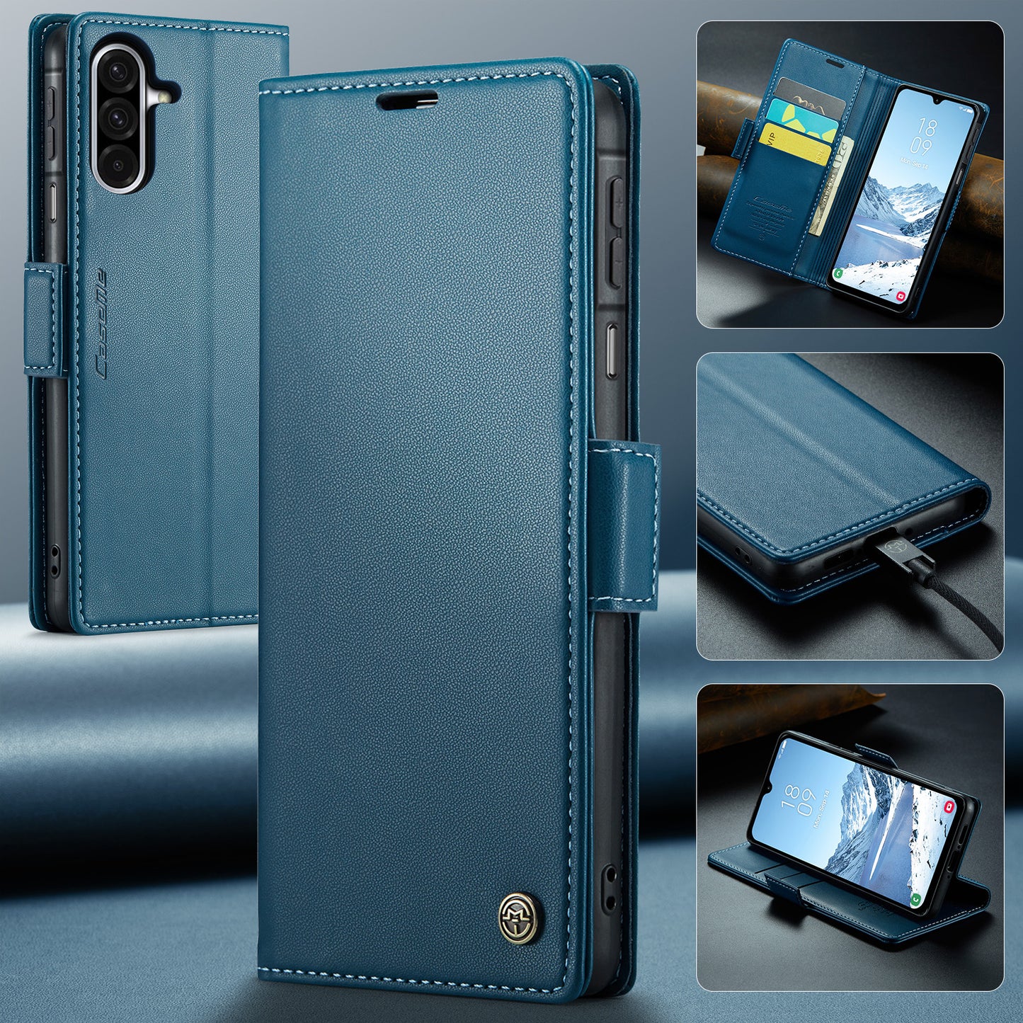 Galaxy A17 5G/4G Glänzende Wallet-Hülle – RFID-Schutz & Ständer