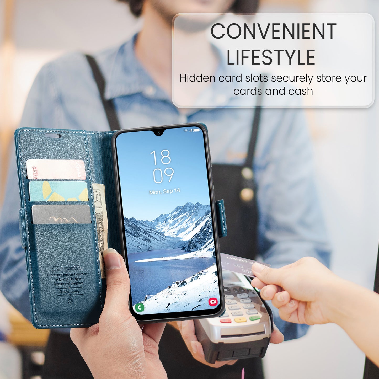 Galaxy A17 5G/4G Glänzende Wallet-Hülle – RFID-Schutz & Ständer