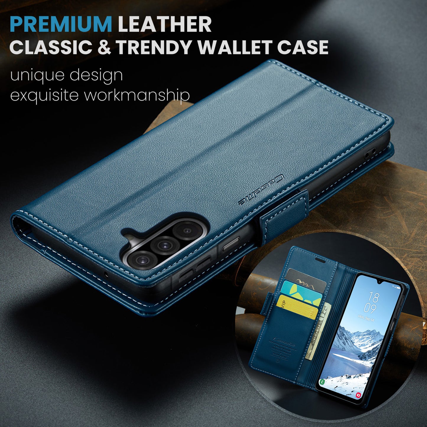 Galaxy A17 5G/4G Glänzende Wallet-Hülle – RFID-Schutz & Ständer