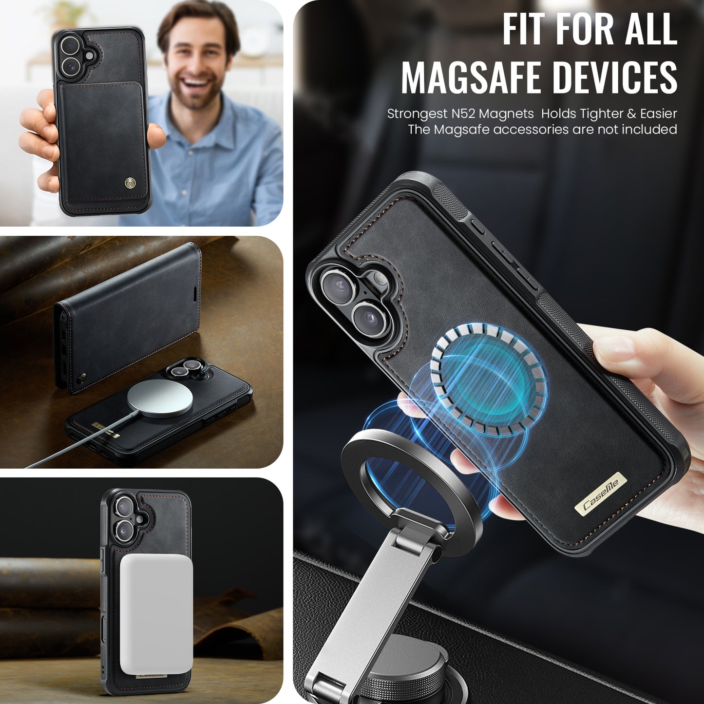 iPhone 17 Wallet-Hülle – Kompatibel mit MagSafe mit RFID-Blockierung