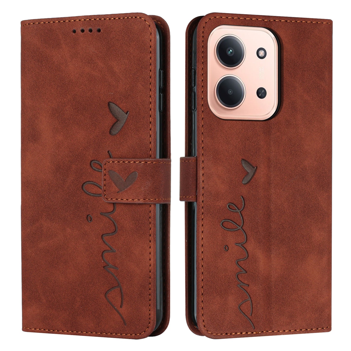 For Xiaomi Redmi 15C 4G (EU) (173mm) / 15C 5G (EU) (173mm) / Poco C85 4G (173mm) Stand Case PU Leather Phone Cover Imprinted Heart Pattern