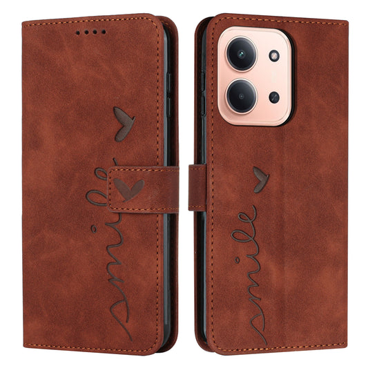 For Xiaomi Redmi 15C 4G (EU) (173mm) / 15C 5G (EU) (173mm) / Poco C85 4G (173mm) Stand Case PU Leather Phone Cover Imprinted Heart Pattern