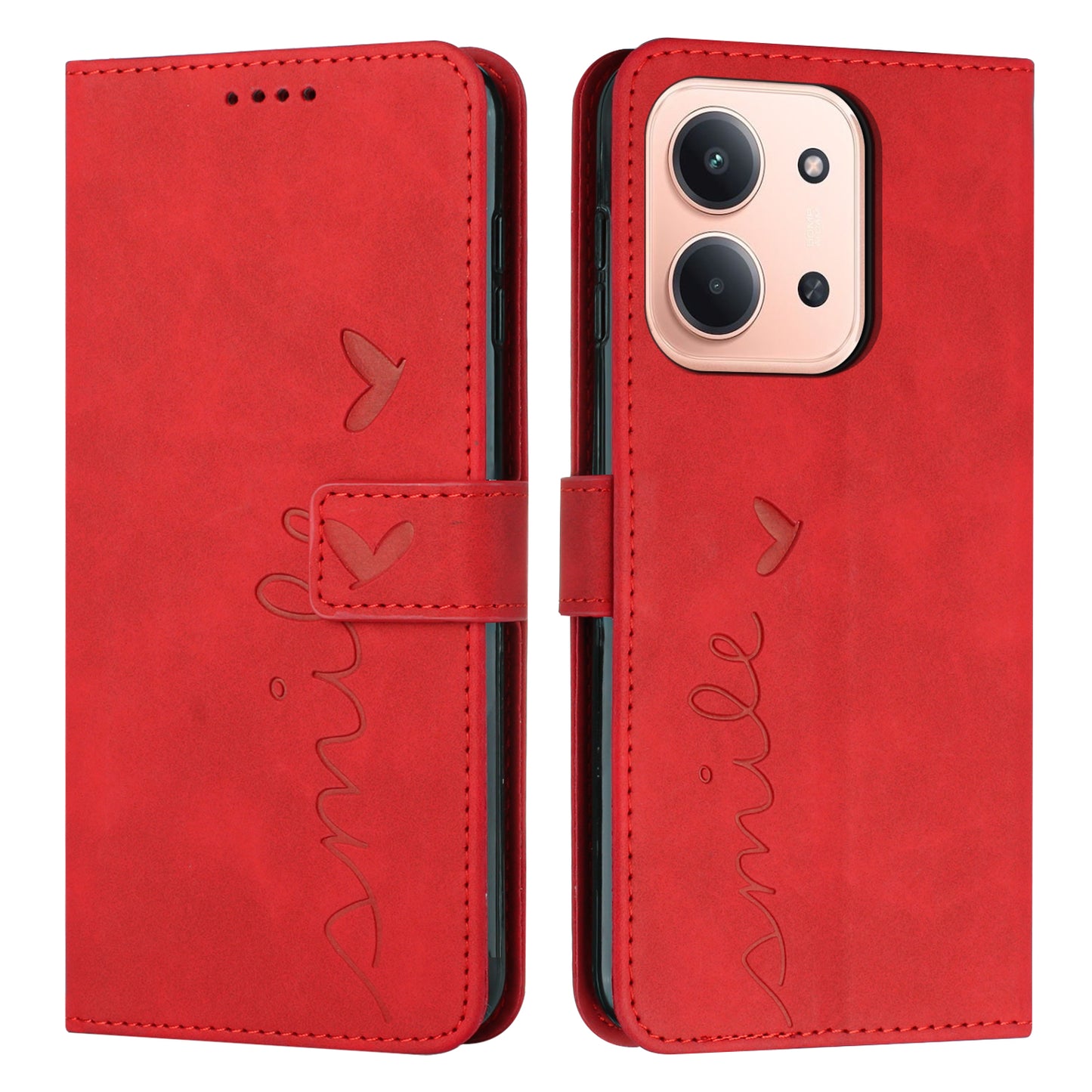 For Xiaomi Redmi 15C 4G (EU) (173mm) / 15C 5G (EU) (173mm) / Poco C85 4G (173mm) Stand Case PU Leather Phone Cover Imprinted Heart Pattern