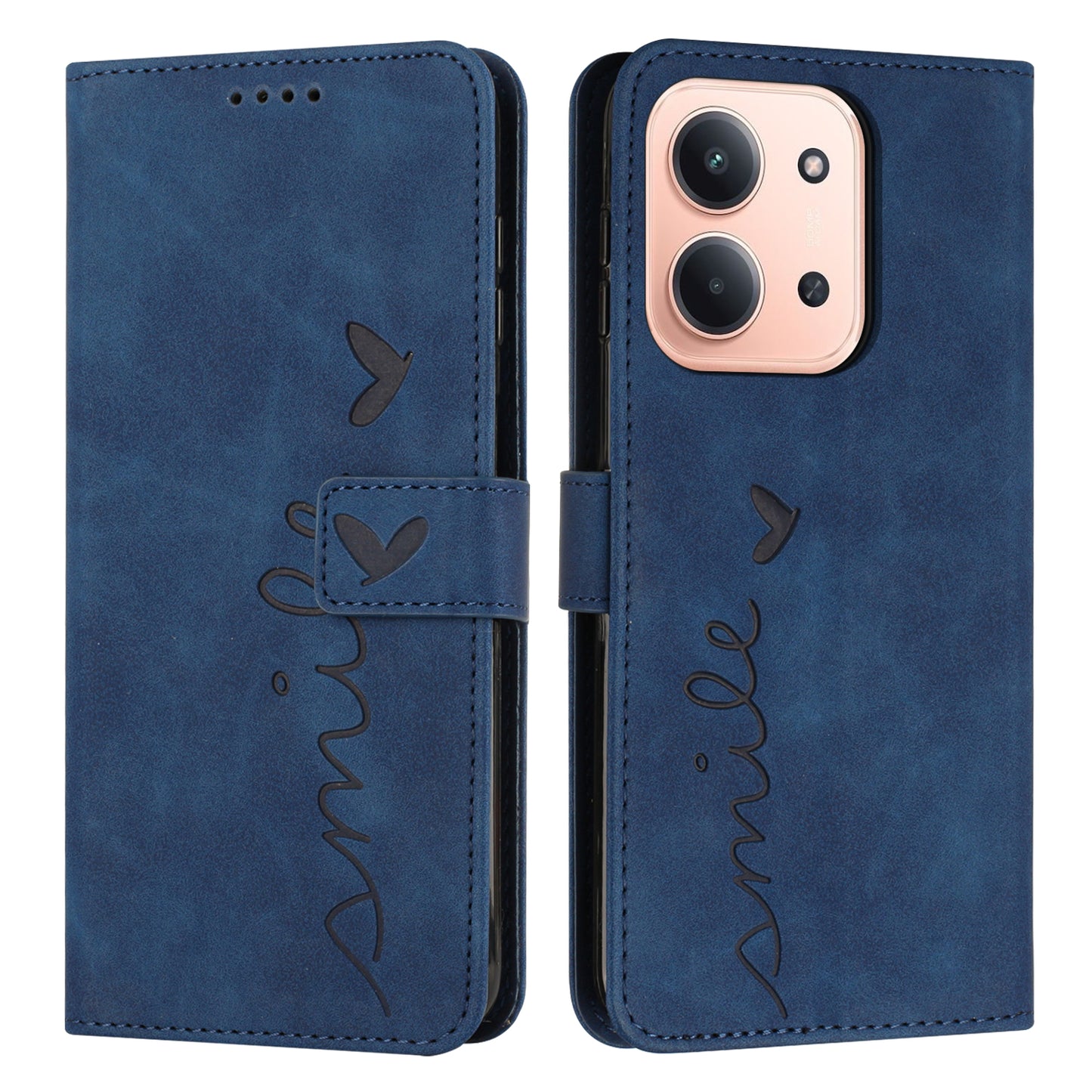 For Xiaomi Redmi 15C 4G (EU) (173mm) / 15C 5G (EU) (173mm) / Poco C85 4G (173mm) Stand Case PU Leather Phone Cover Imprinted Heart Pattern