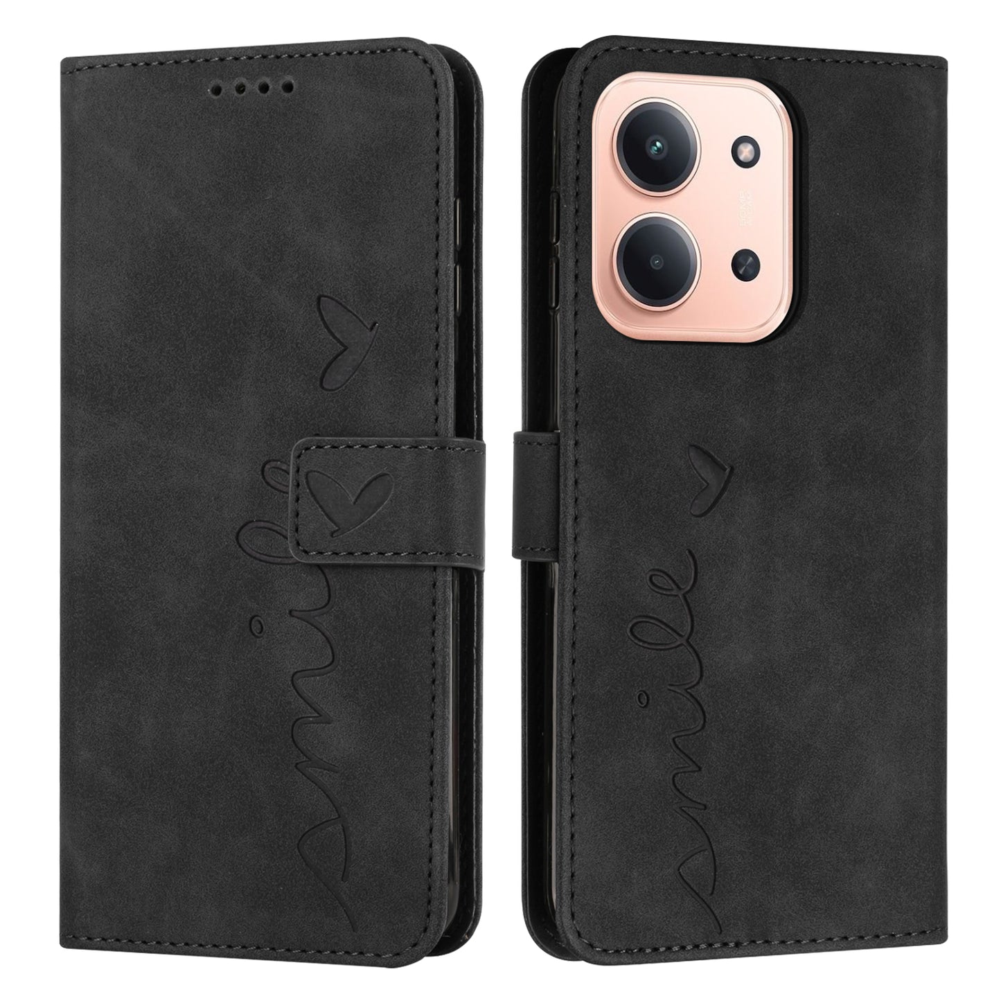 For Xiaomi Redmi 15C 4G (EU) (173mm) / 15C 5G (EU) (173mm) / Poco C85 4G (173mm) Stand Case PU Leather Phone Cover Imprinted Heart Pattern