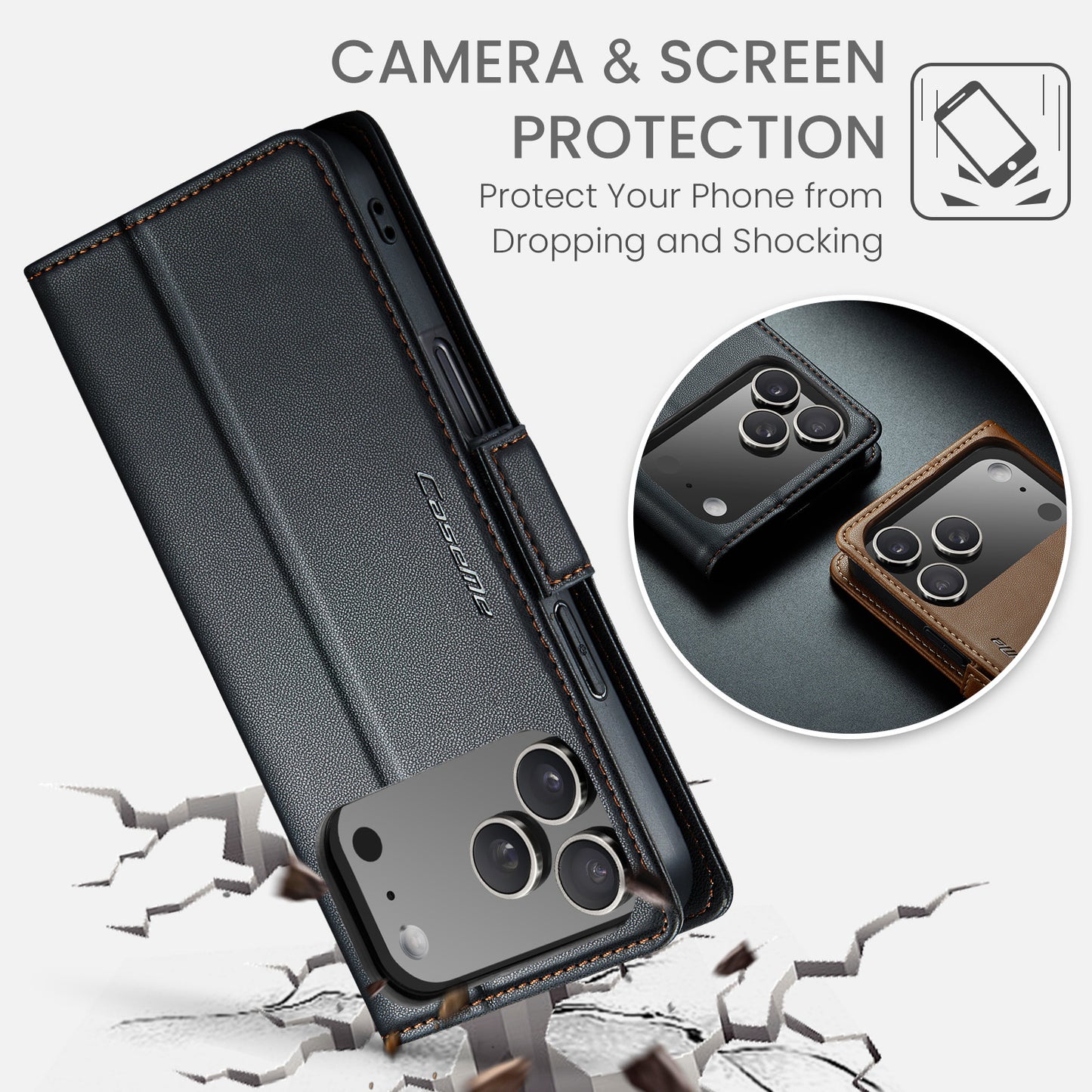 iPhone 17 Pro Glänzende Wallet-Hülle – RFID-Schutz & Ständer