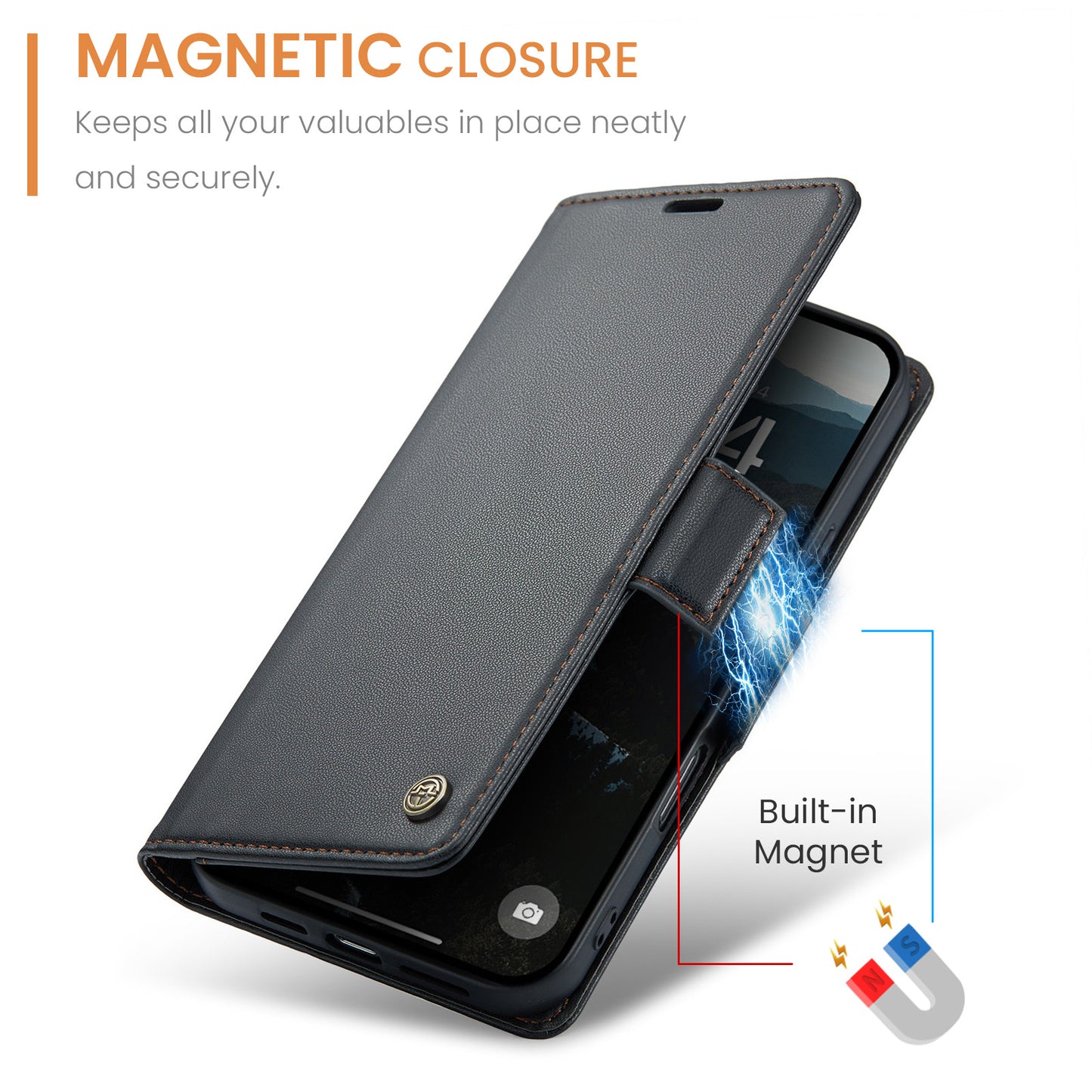 iPhone Air Glänzende Wallet-Hülle – RFID-Schutz & Ständer