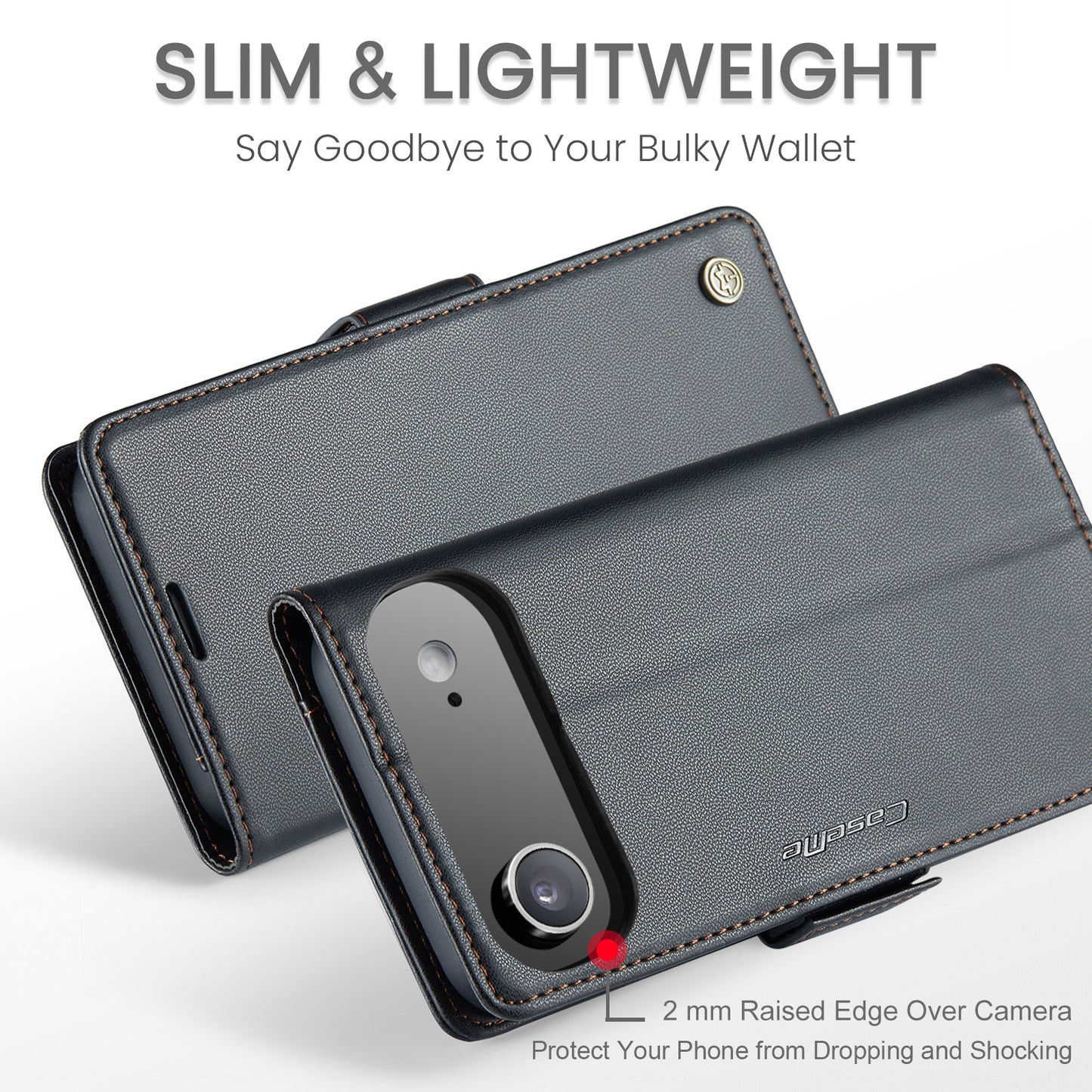 iPhone Air Glänzende Wallet-Hülle – RFID-Schutz & Ständer