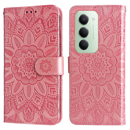 Xiaomi Redmi 15 4G (EU) (171mm) Handyhülle – mit Sonnenblumen-Aufdruck, Leder-Geldbörsen