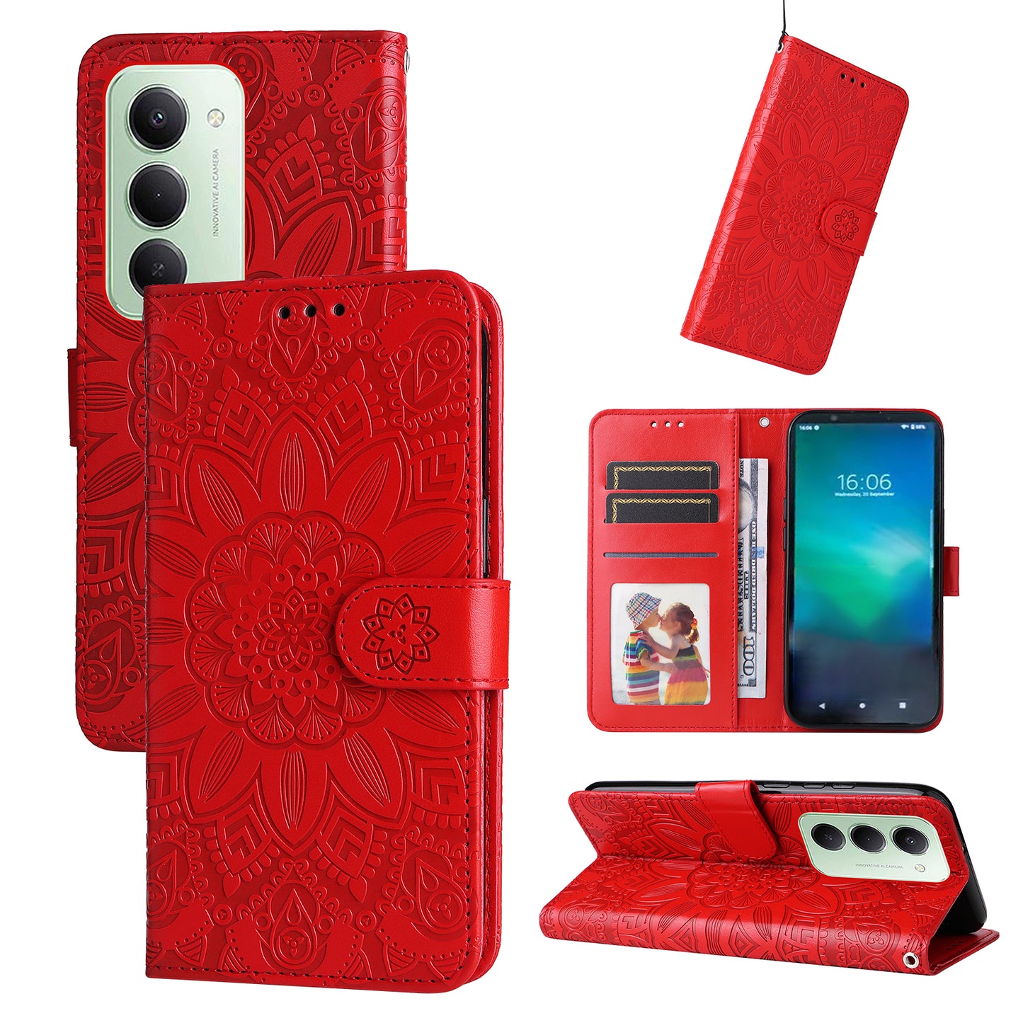 For Xiaomi Redmi 15 5G (Global) (169mm) Case Sunflower Imprint Leather Wallet Phone Cover