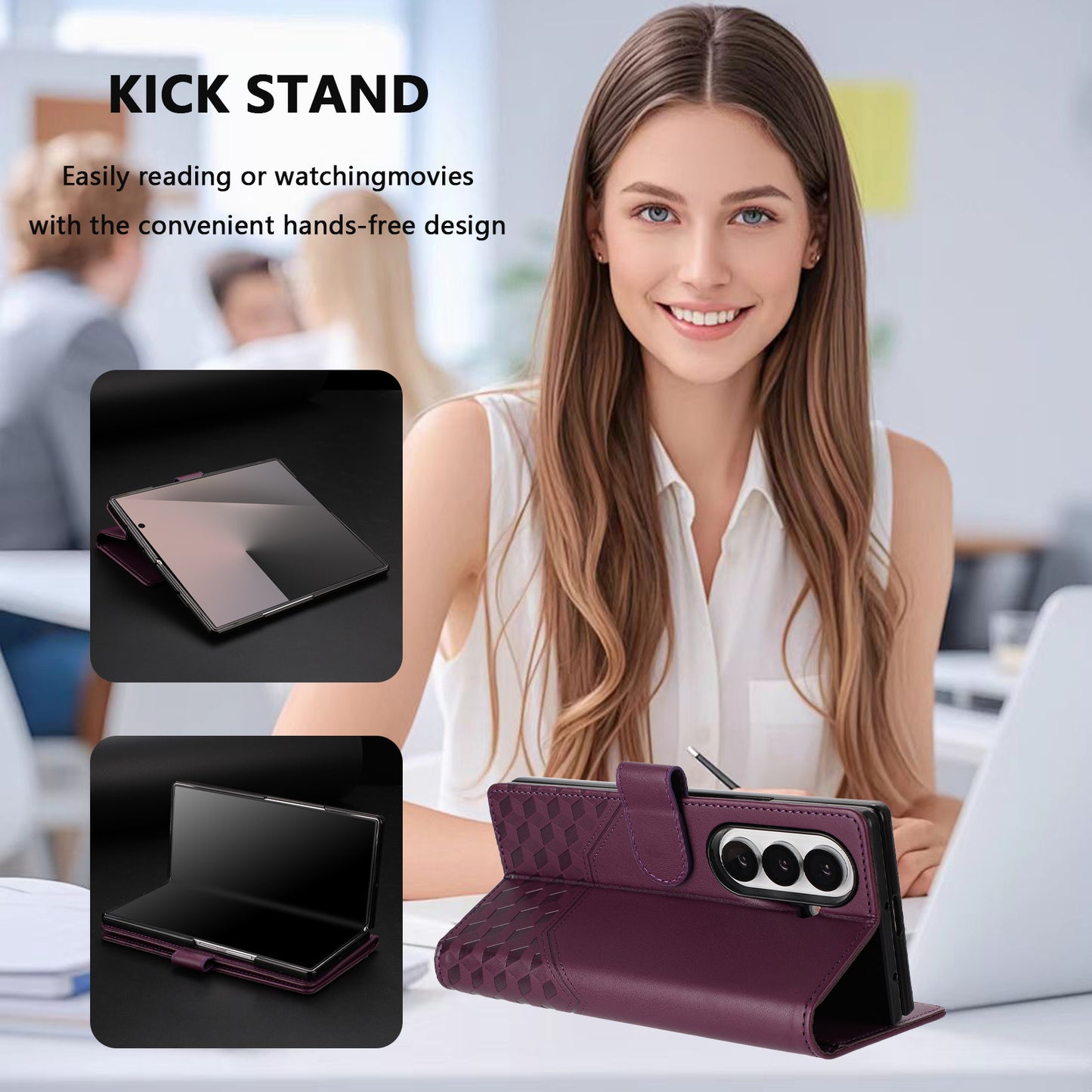 Galaxy Z Fold7 5G Lederhülle mit Riemen & RFID-Schutz