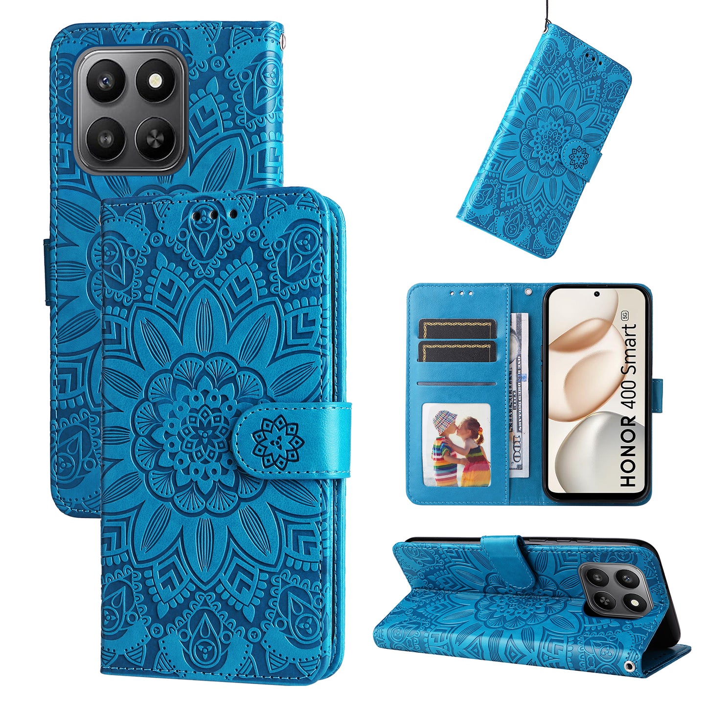 For Honor 400 Smart 5G / 4G / X7d 4G Case Sunflower Imprint Leather Wallet Phone Cover