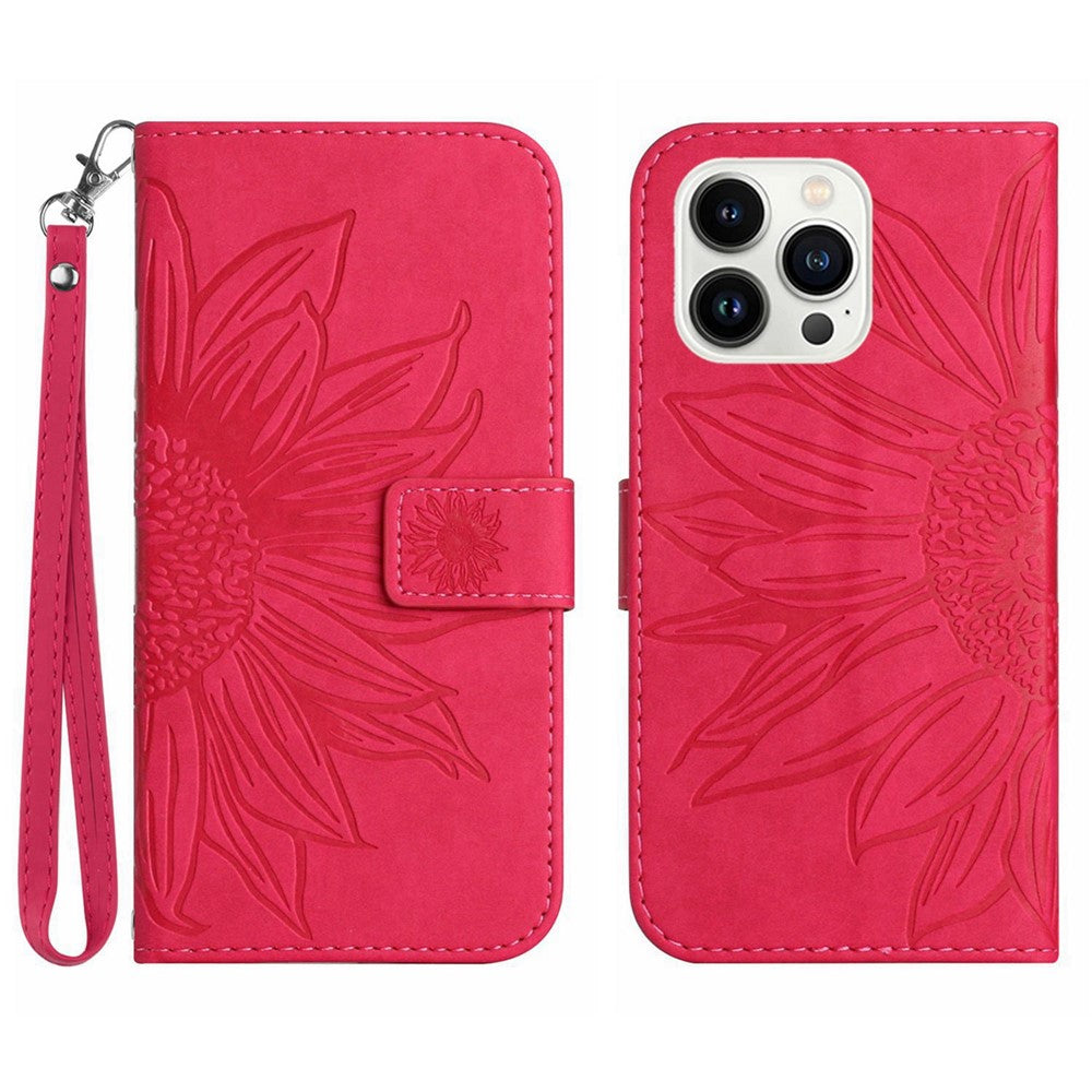 iPhone 13 Pro Wallet-Hülle – Sonnenblume aufgedruckt, mit Ständer & Riemen