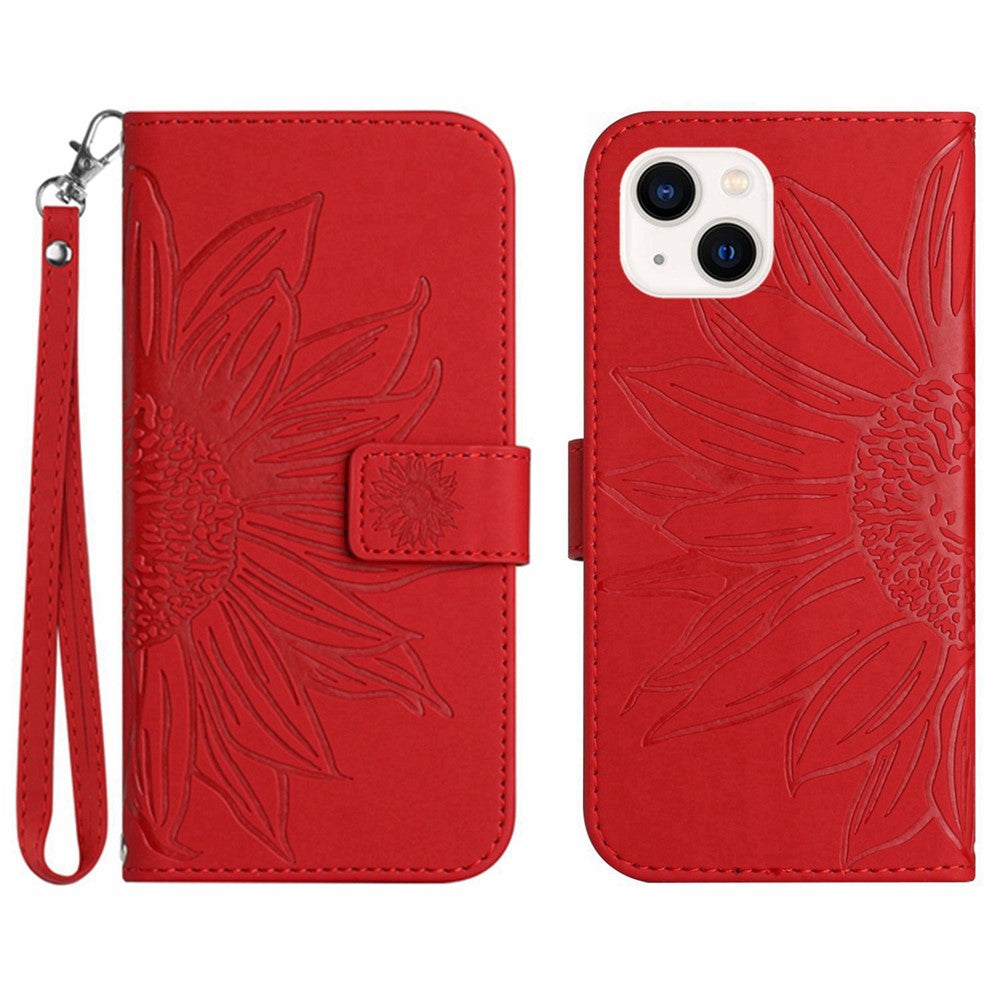 iPhone 13 Wallet-Hülle – Sonnenblume aufgedruckt, mit Ständer & Riemen