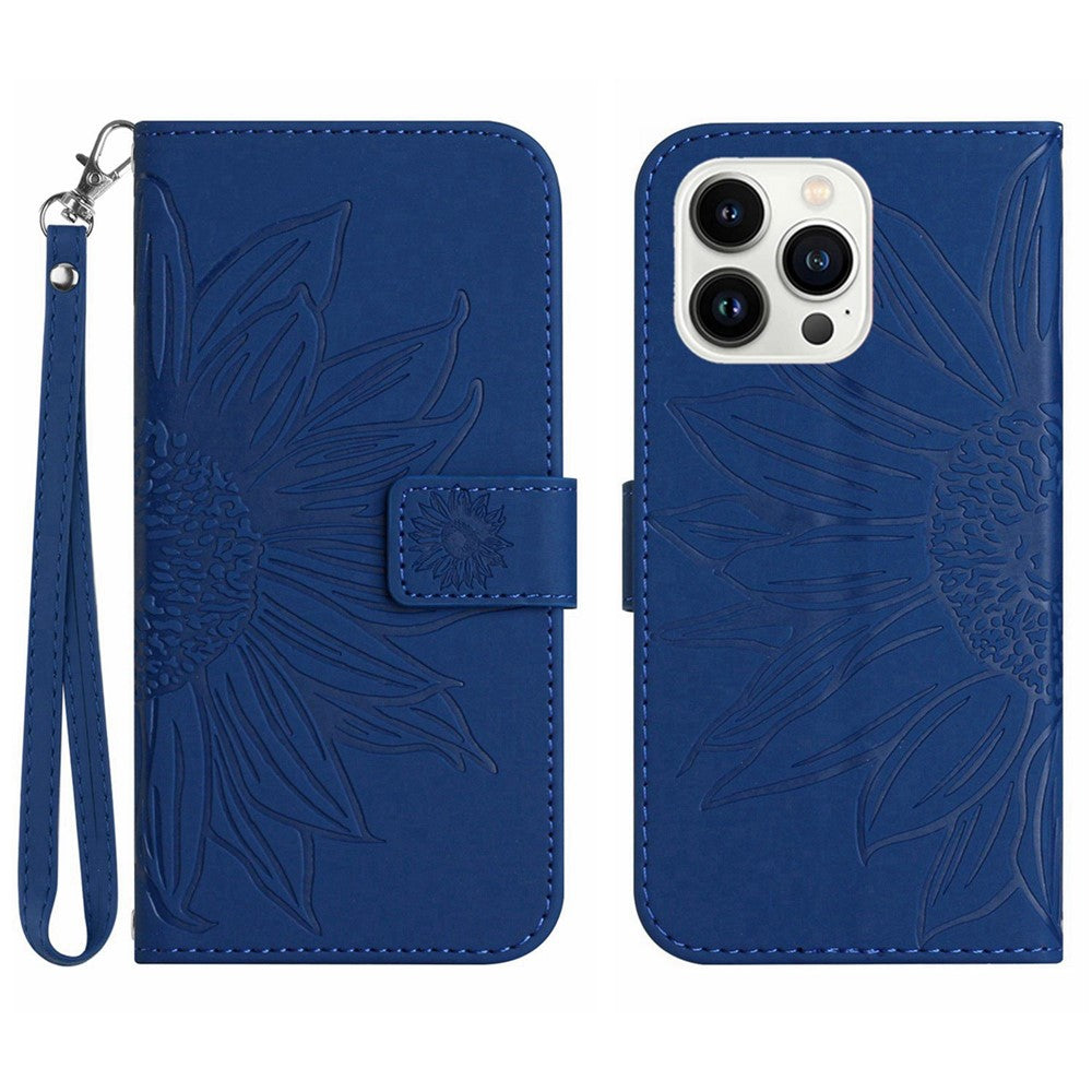 iPhone 14 Pro Max Wallet-Hülle – Sonnenblume aufgedruckt, mit Ständer & Riemen